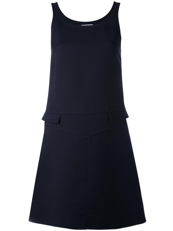Courrèges - Sleeveless Double Pocket Dress - Women - Silk/polyester/wool - 42, Blue, Silk/polyester/wool