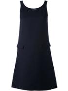 Courrèges - Sleeveless Double Pocket Dress - Women - Silk/polyester/wool - 42, Blue, Silk/polyester/wool
