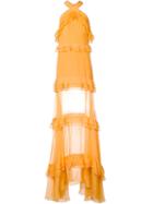 Tiered Ruffle Gown, Women's, Size: 6, Yellow/orange, Silk, Prabal Gurung