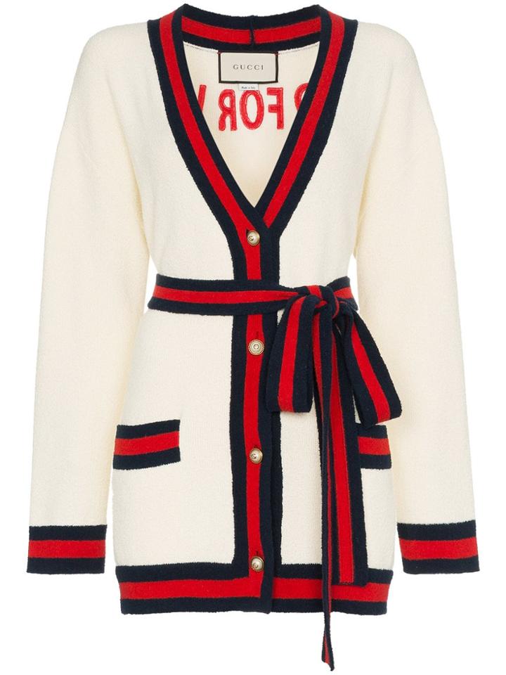 Gucci Oversized Embroidered Cardigan - Neutrals