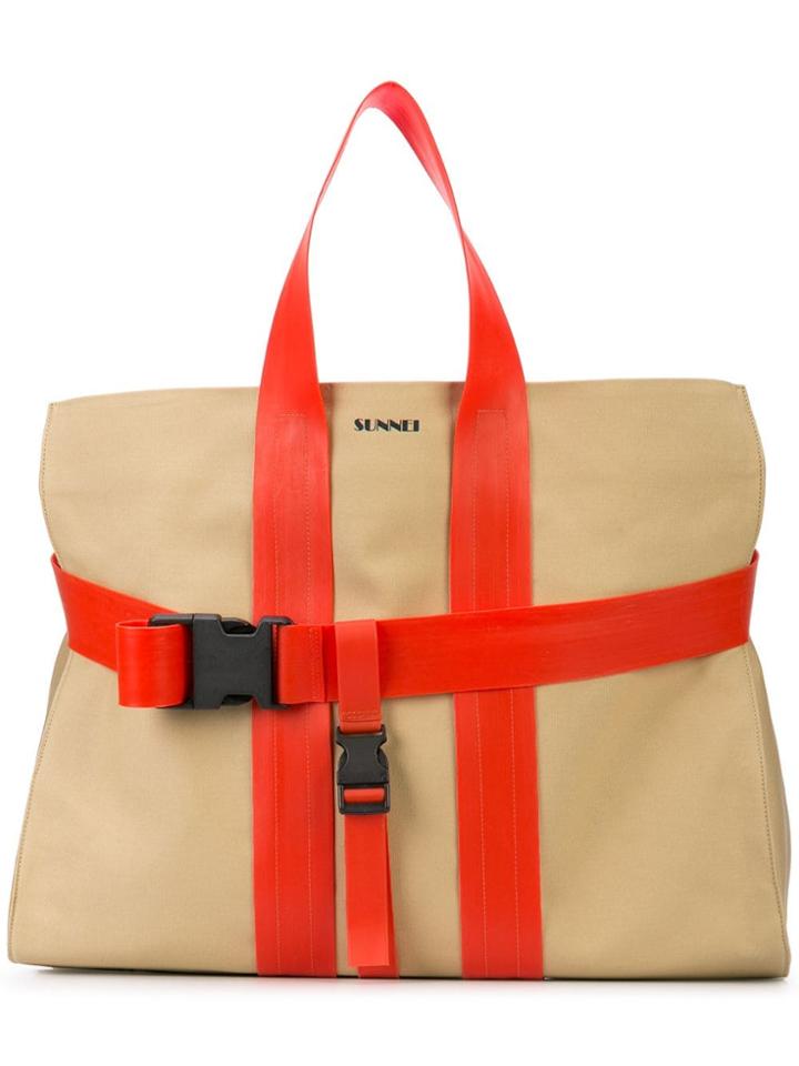 Sunnei Contrast Strap Shoulder Bag - Neutrals