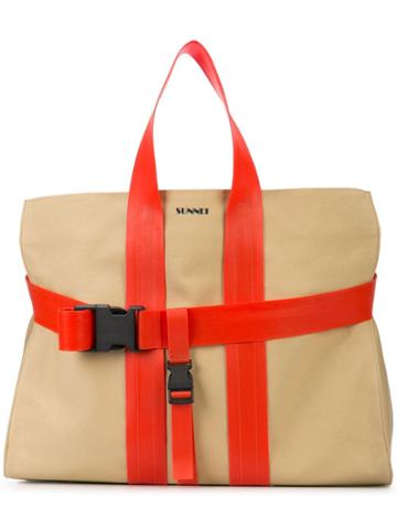 Sunnei Contrast Strap Shoulder Bag - Neutrals