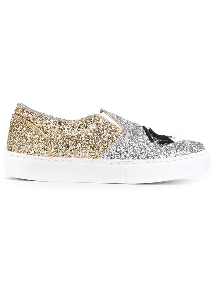 Chiara Ferragni 'flirting' Glitter Slip-on Sneakers