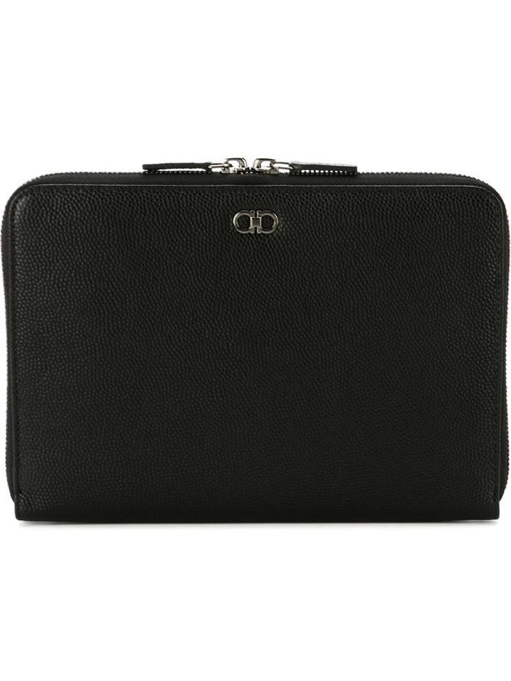 Salvatore Ferragamo - Zip Around Clutch - Men - Calf Leather - One Size, Black, Calf Leather