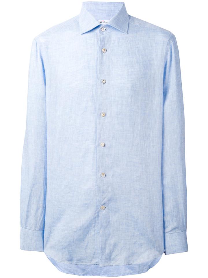Kiton - Classic Shirt - Men - Linen/flax - 43, Blue, Linen/flax