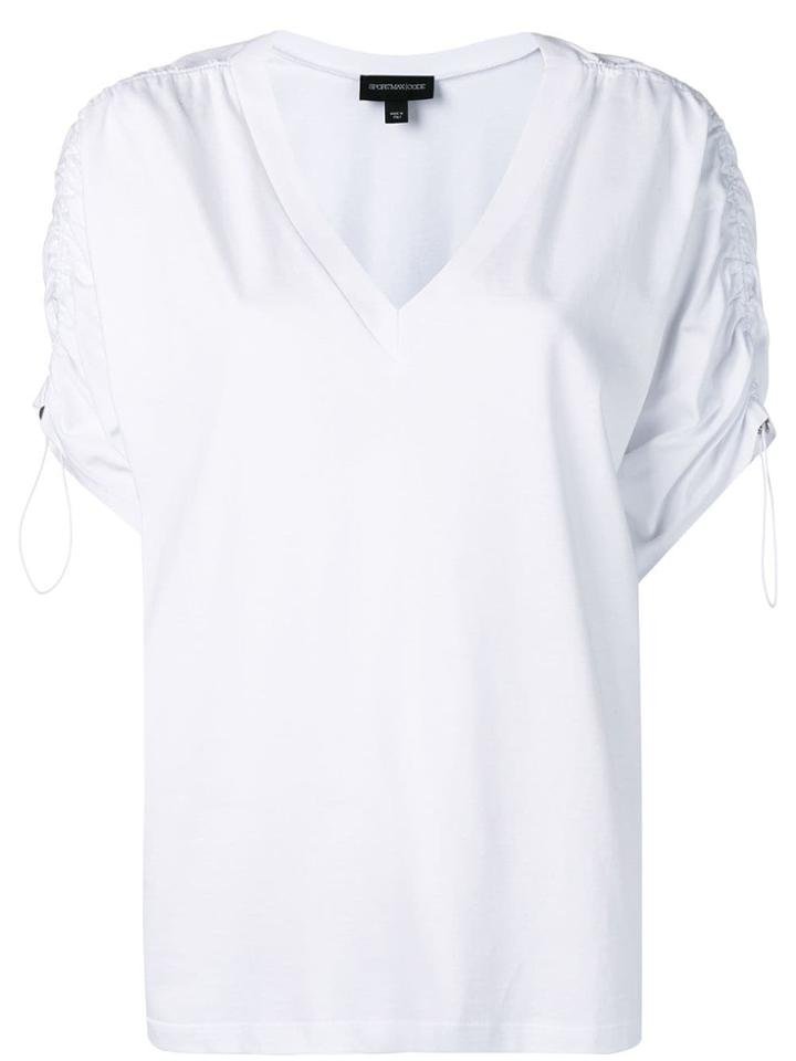 Sport Max Code Ruched Sleeve T-shirt - White
