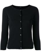 Aspesi - Buttoned Round Neck Cardigan - Women - Cotton - 42, Black, Cotton