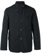 Fay Buttoned High Collar Jacket, Men's, Size: Medium, Blue, Cotton/polyamide/polyester/polyurethane