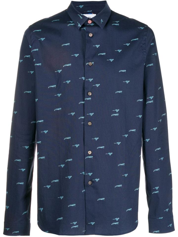 Paul Smith Cheetah Print Shirt - Blue