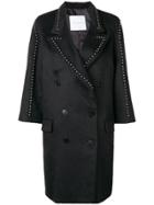 Gaelle Bonheur Studded Double Breasted Coat - Black
