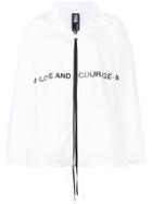 Mia-iam Slogan Print Oversized Sports Jacket - White