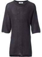 Monkey Time Cable Knit Three Quarter Sleeve Jumper, Men's, Size: M, Grey, Cotton/hemp