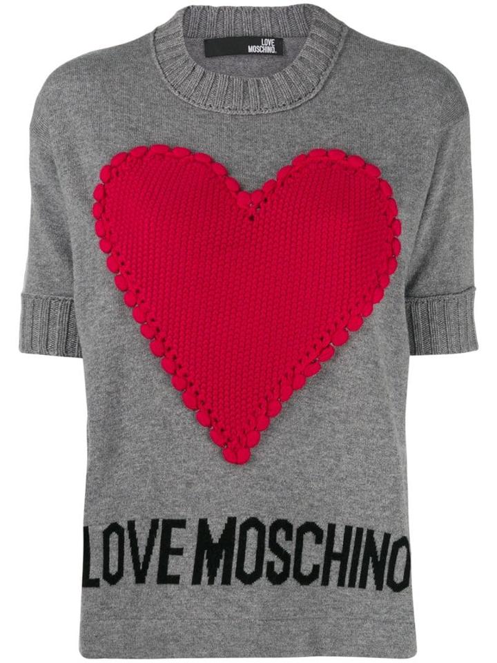Love Moschino Heart-appliquéd Jumper - Grey