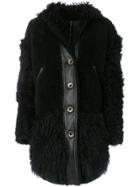 Kenzo Buttoned Shearling Coat - Black