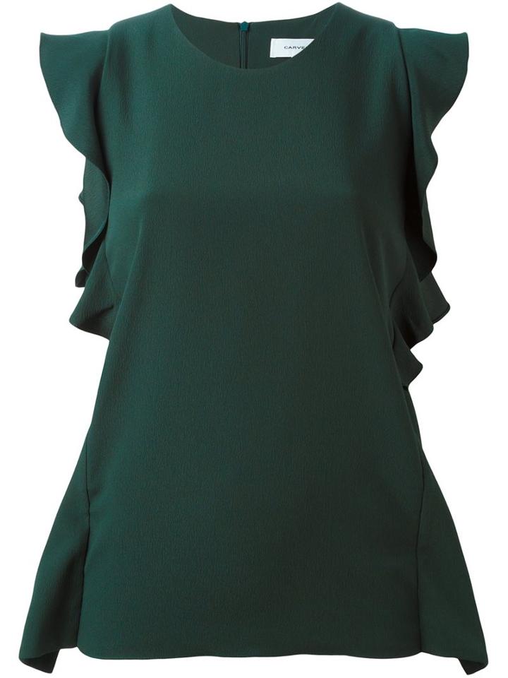 Carven Ruffled Sleeveless Blouse