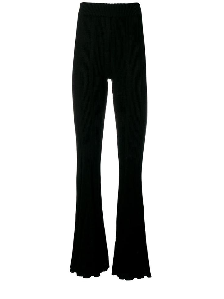 Alberta Ferretti Ribbed Knit Flared Trousers - Black