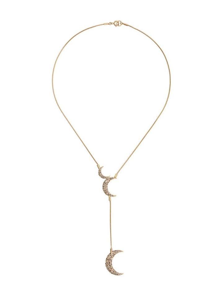 Isabel Marant Rhinestone Embellished Moon Necklace - Gold
