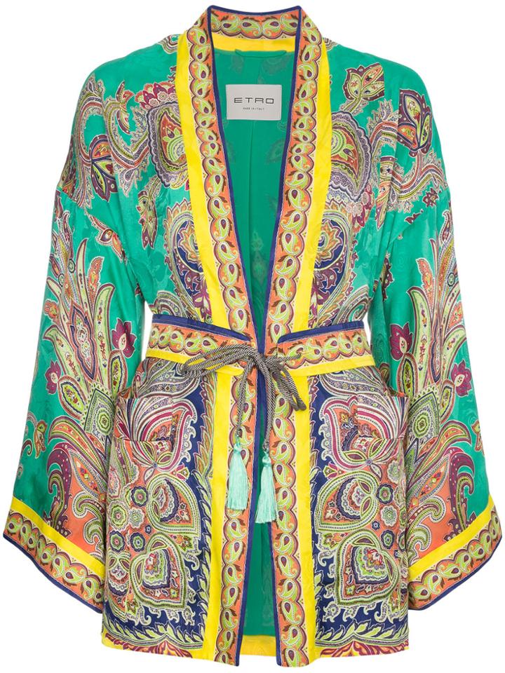 Etro Silk Paisley Kimono - Green