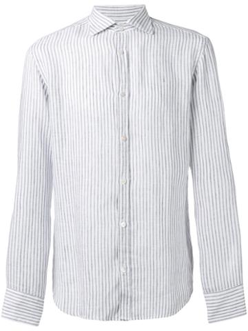 Danolis - Striped Shirt - Men - Linen/flax - 39, Grey, Linen/flax