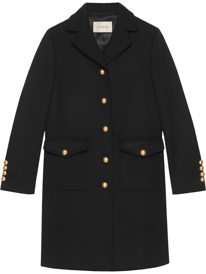 Gucci Wool Coat With Double G - Black