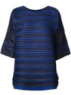 Pleats Please By Issey Miyake Pleated Loose Bicolour Top, Women's, Size: 3, Blue, Polyester