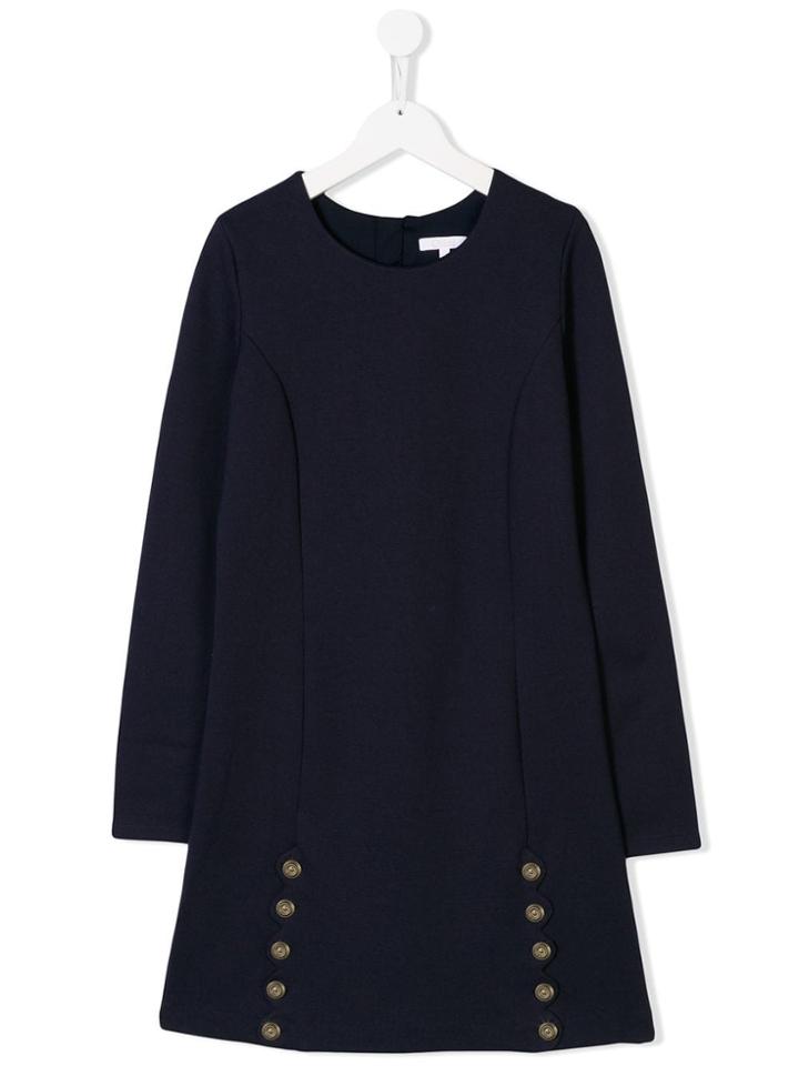 Chloé Kids Button-embellished Dress - Blue
