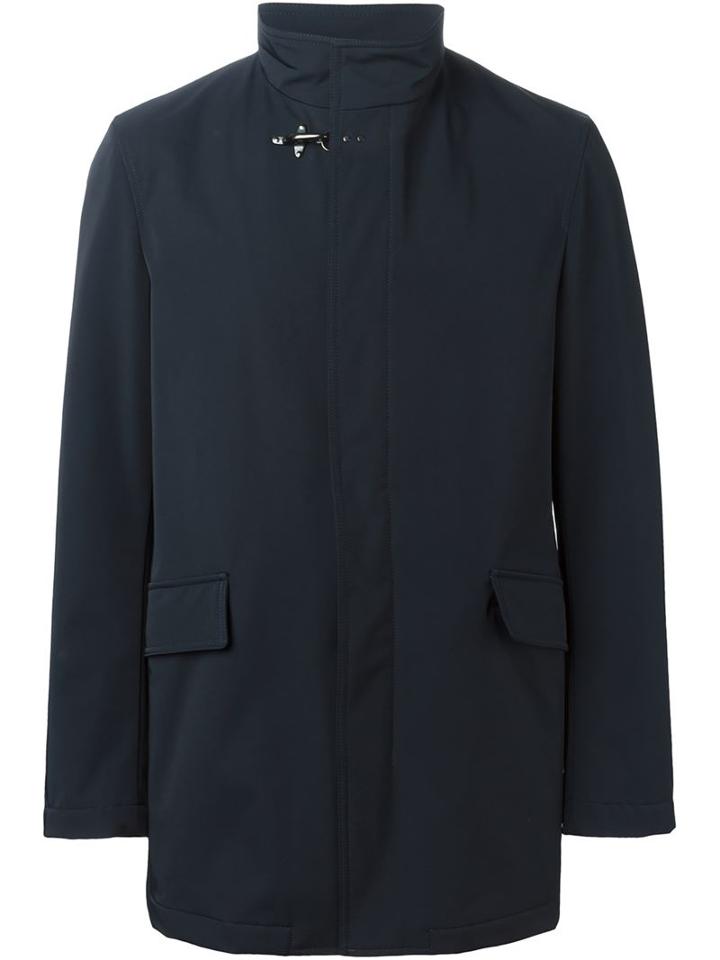 Fay Hook Fastening Short Coat, Men's, Size: Xl, Blue, Polyester/spandex/elastane/polyamide