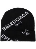 Balenciaga All Over Beanie Hat - Black