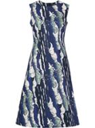 Alena Akhmadullina Waves Print Flared Dress, Women's, Size: 40, Blue, Cotton
