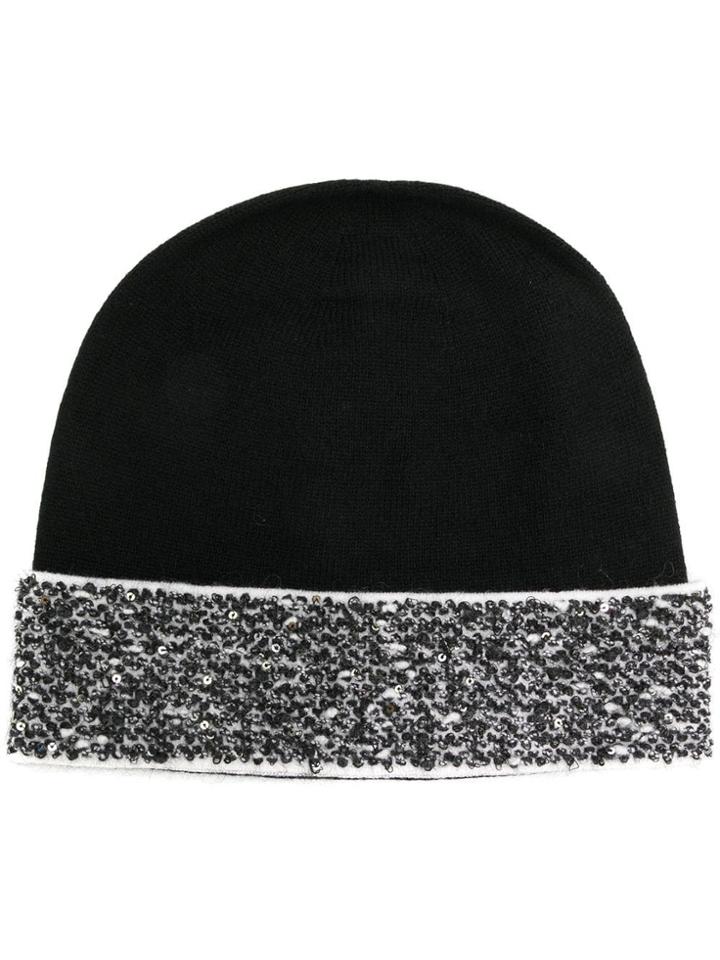 D.exterior Sequin Embellished Beanie - Black