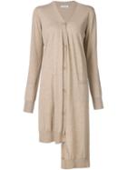 Tomas Maier Asymmetric Long Cardigan, Women's, Size: 6, Nude/neutrals, Wool