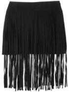 Mcq Alexander Mcqueen Fringed Skirt, Women's, Size: 42, Black, Goat Skin/polyester/spandex/elastane