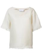 Wanda Nylon V-neck T-shirt, Women's, Size: 36, Nude/neutrals, Silk