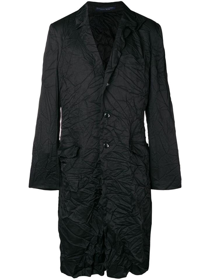 Yohji Yamamoto Wrinkled Single-breasted Coat - Black