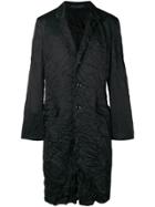 Yohji Yamamoto Wrinkled Single-breasted Coat - Black