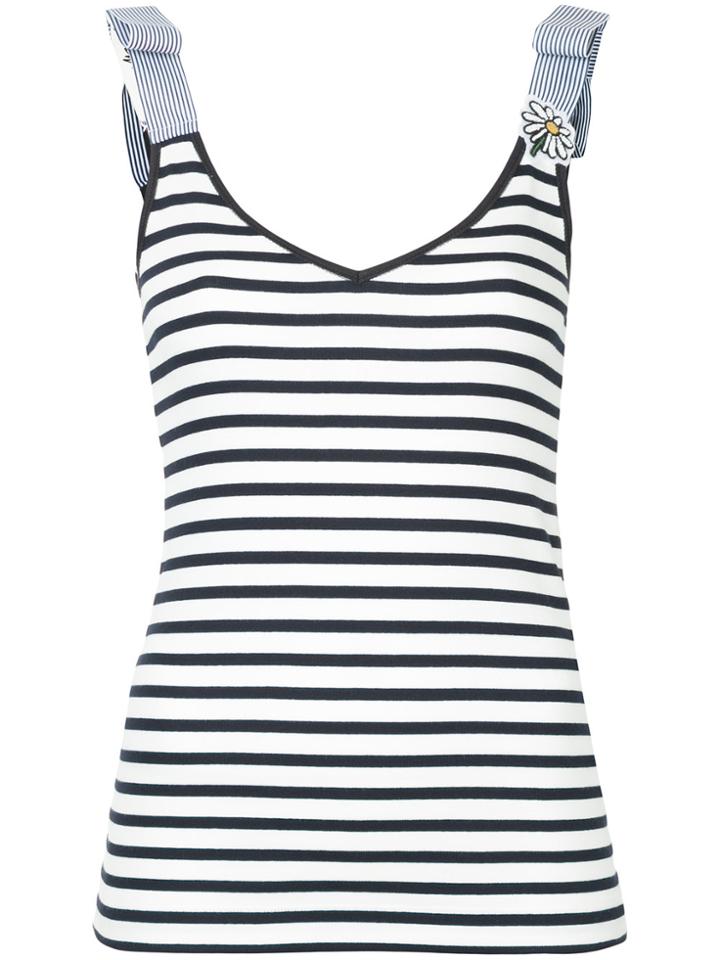 Marc Cain V-neck Striped Top - White