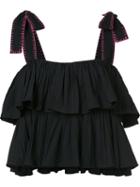 Saloni 'jools' Ruffle Top, Women's, Size: 8, Black, Cotton/polyester