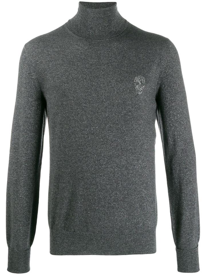 Alexander Mcqueen Metallic Skull Jumper - Grey