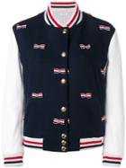 Thom Browne Rwb Bow Embroidered Varsity Jacket - Blue