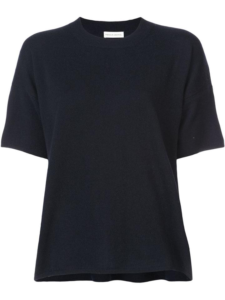 Mansur Gavriel Short Sleeve Knitted Top - Black