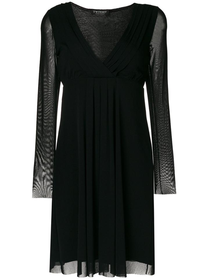 Twin-set V-neck Flared Dress - Black