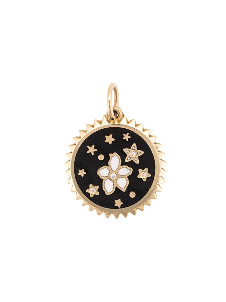 Foundrae 18kt Yellow Gold Dark Blossoms Petite Champleve Diamond