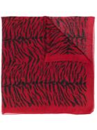 Saint Laurent Tiger Stripe Scarf - Red