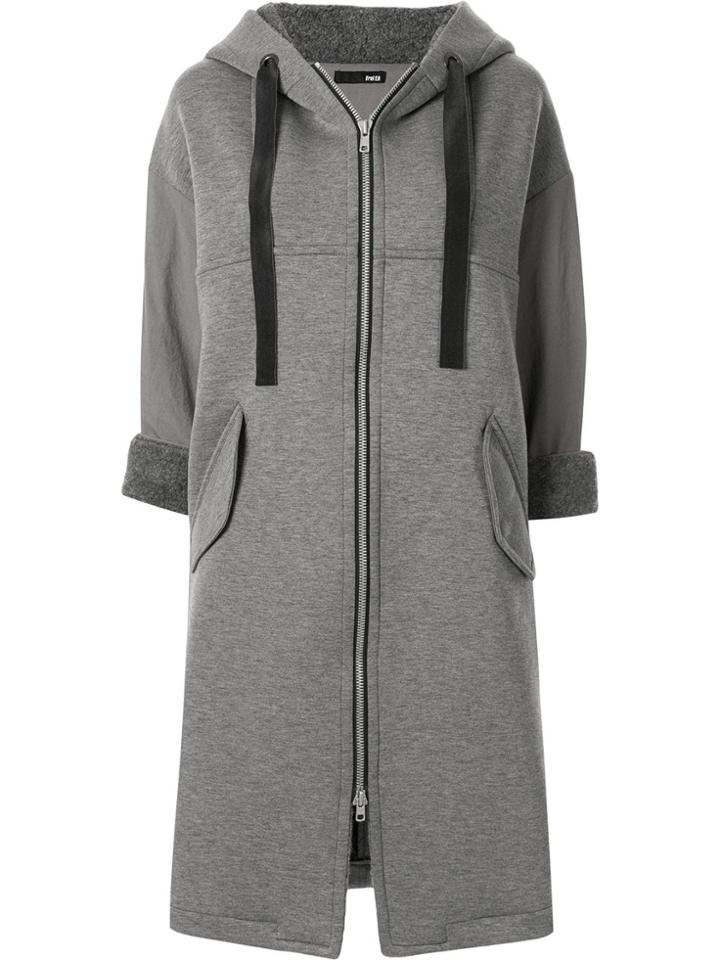 Frei Ea Elongated Hoodie Coat - Grey