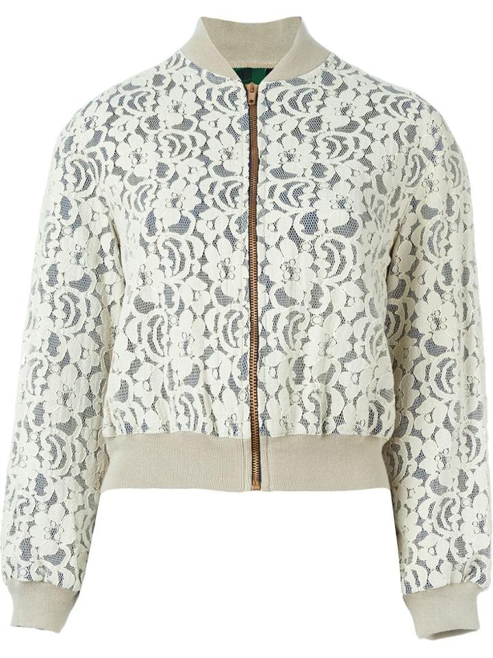 Jean Paul Gaultier Vintage Floral Lace Bomber Jacket - Nude & Neutrals