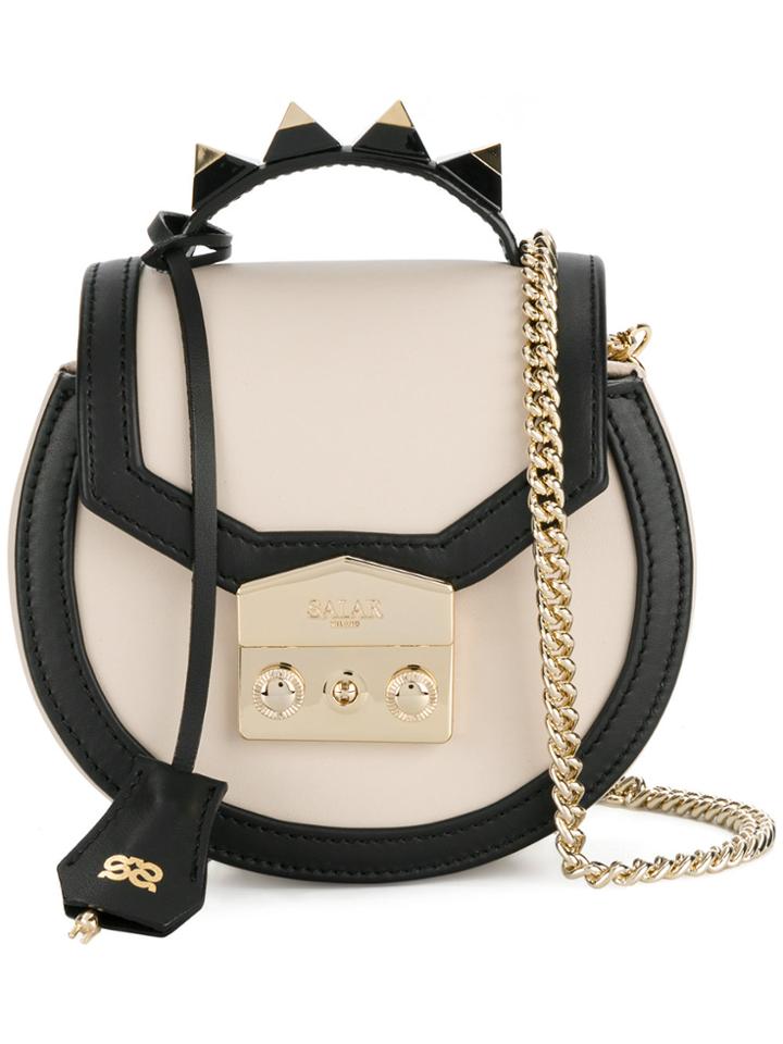 Salar Studded Round Crossbody Bag - Black