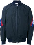 Facetasm - Stripe Detail Bomber - Men - Cotton/polyester - One Size, Blue, Cotton/polyester