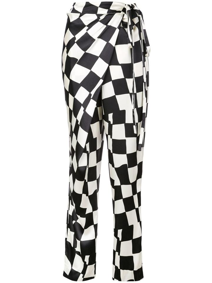 Oscar De La Renta Checked Wrap Trousers - Black