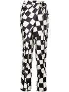Oscar De La Renta Checked Wrap Trousers - Black