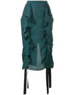 Marco De Vincenzo Ruched Ruffle Pencil Skirt - Green